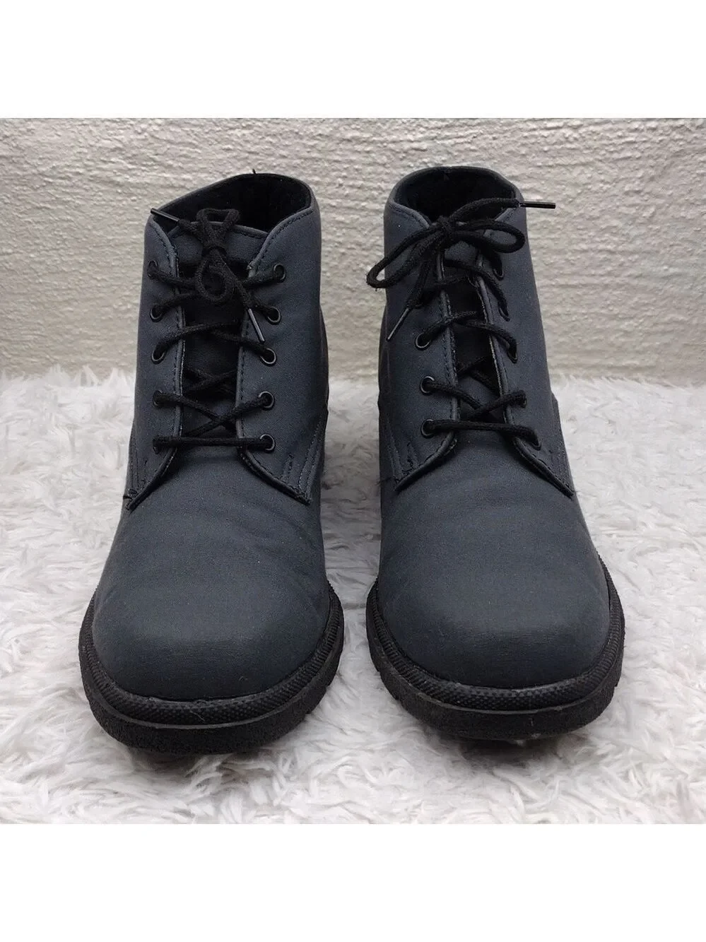 Toe Warmers Canada Made Grey Almond Toe Lace Up Low Heel Waterproof Ankle Boot